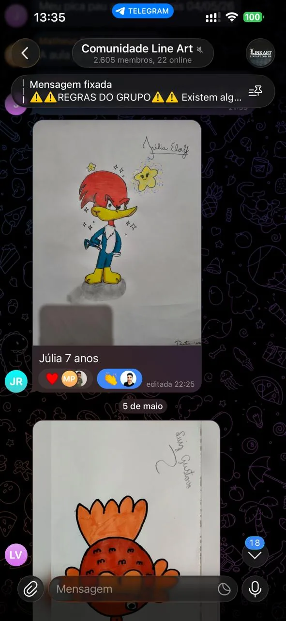 Desafio de desenho lançado pelos professores na Comunidade Line Art